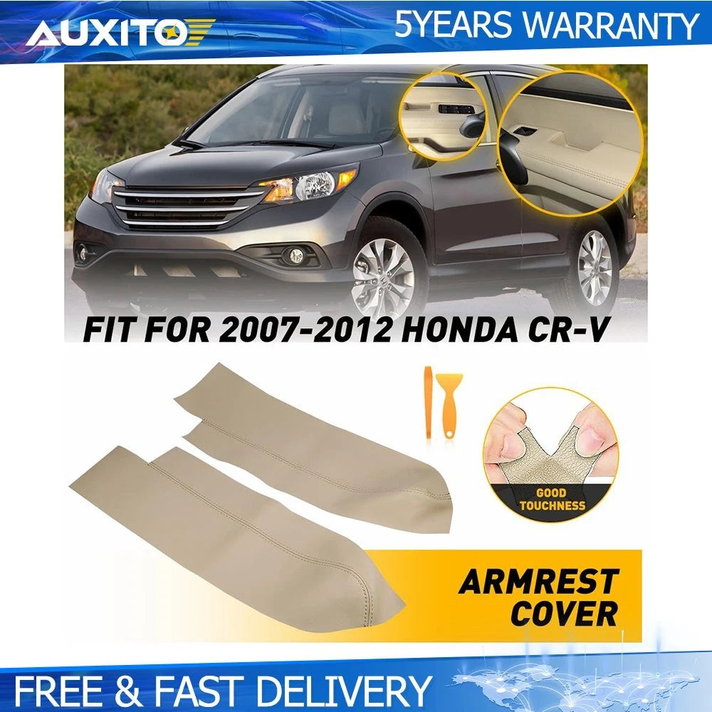 Set of 2 Leather Front Door Panels Armrest Cover for Honda CR-V (2007–2012) Beige