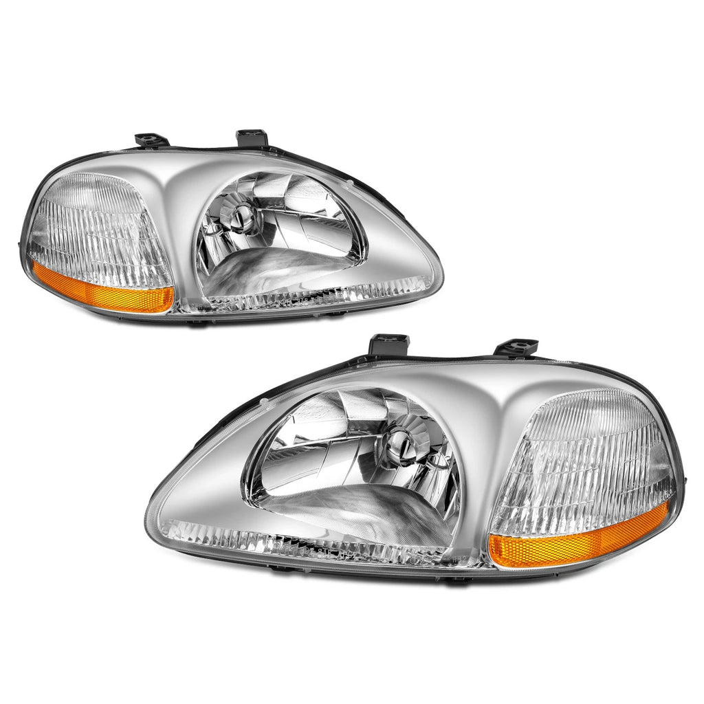 Chrome Housing Headlight & Amber Corner Signal Lamp for Honda Civic (1996–1998)