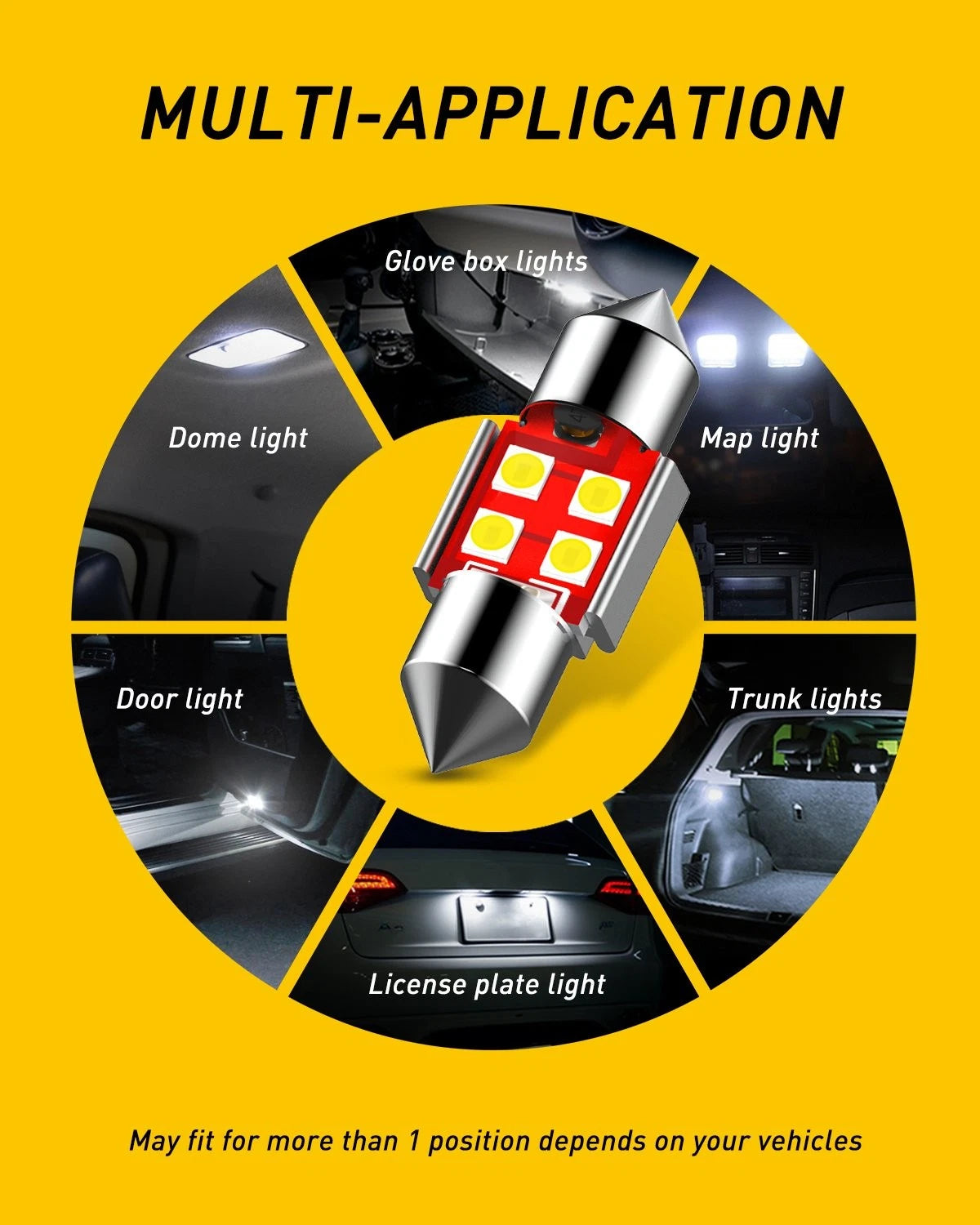 2X LED Interior Dome License Plate Light Bulb for AUXITO (31mm)