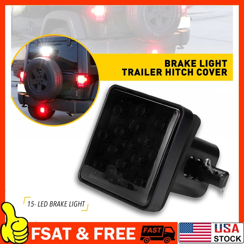 15-LED Smoked Brake Light Trailer Hitch Cover for Towing & Hauling