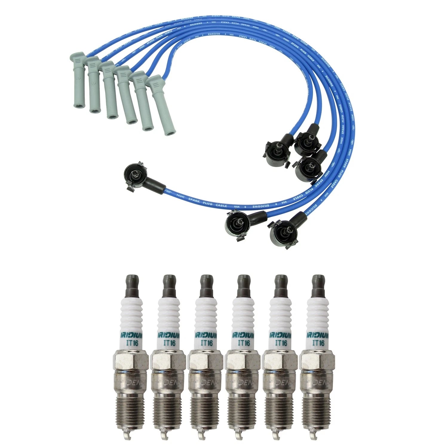 NGK Wire Set & Denso 6 Iridium Power Spark Plugs for B4000 (1994–2004)