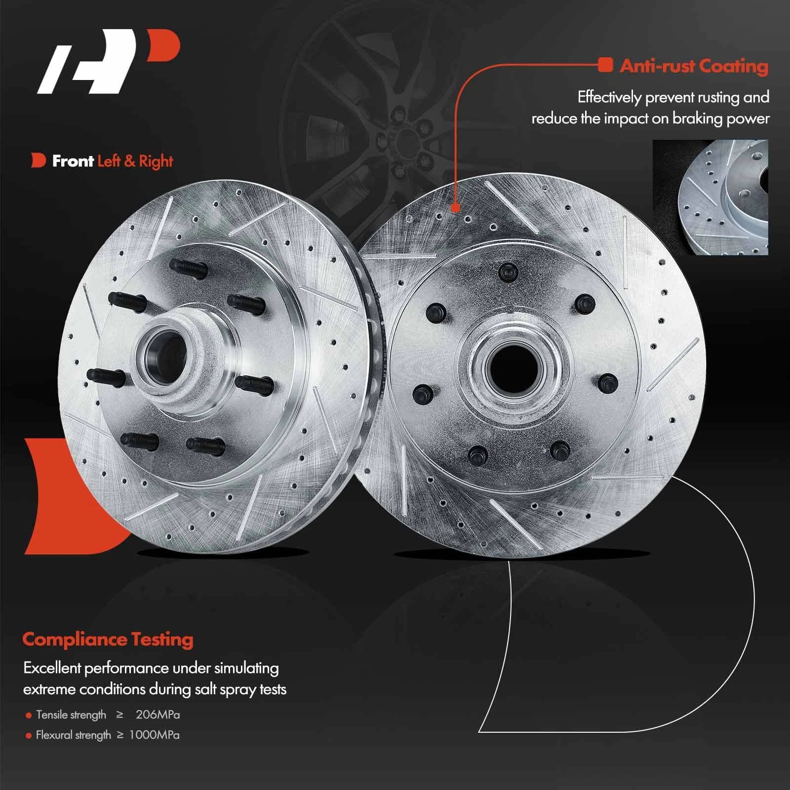 Front Drilled Brake Rotors for Ford F-150, F-250 (2000–2003)