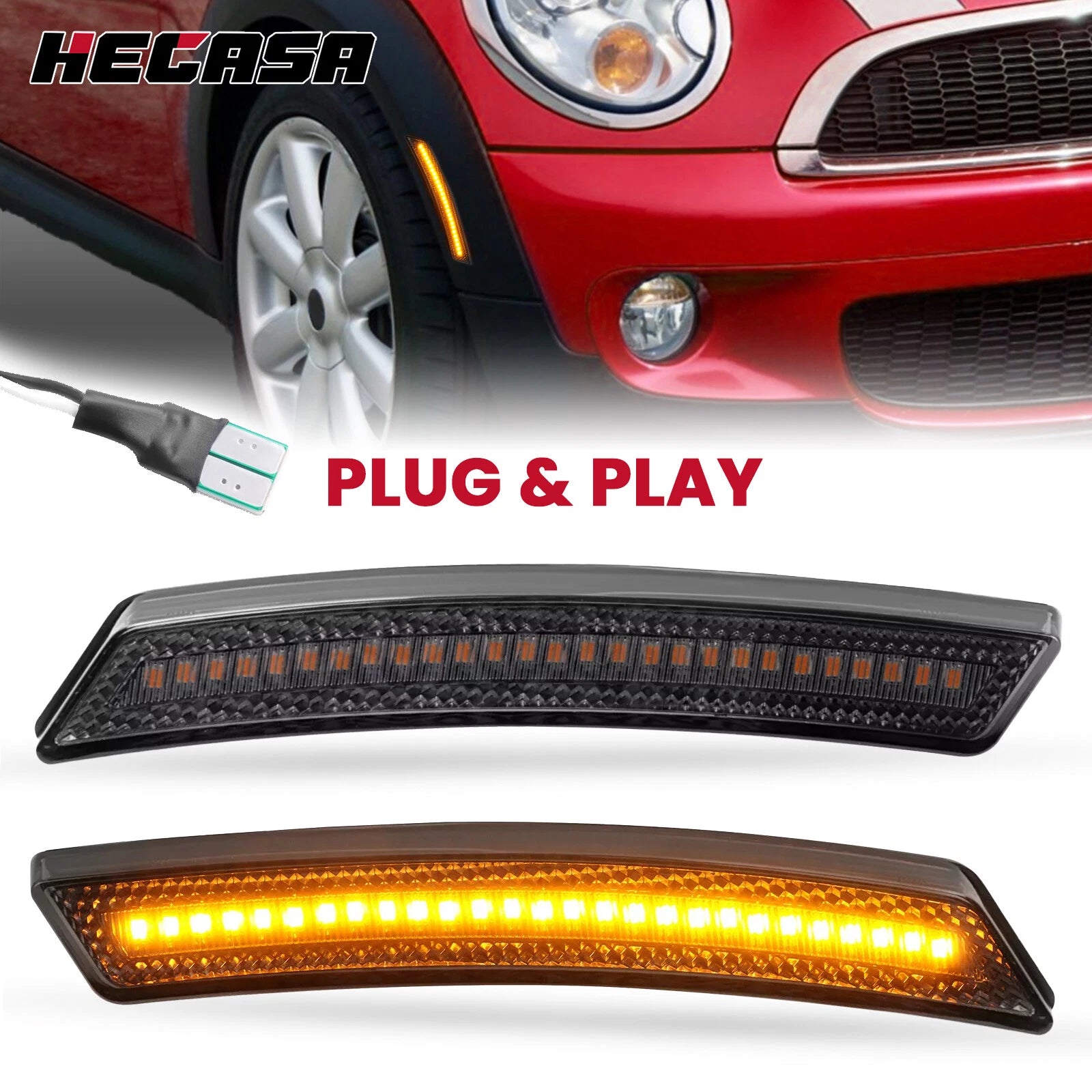 2X Front LED Fender Side Marker Lights for Mini Cooper (R55–R60)