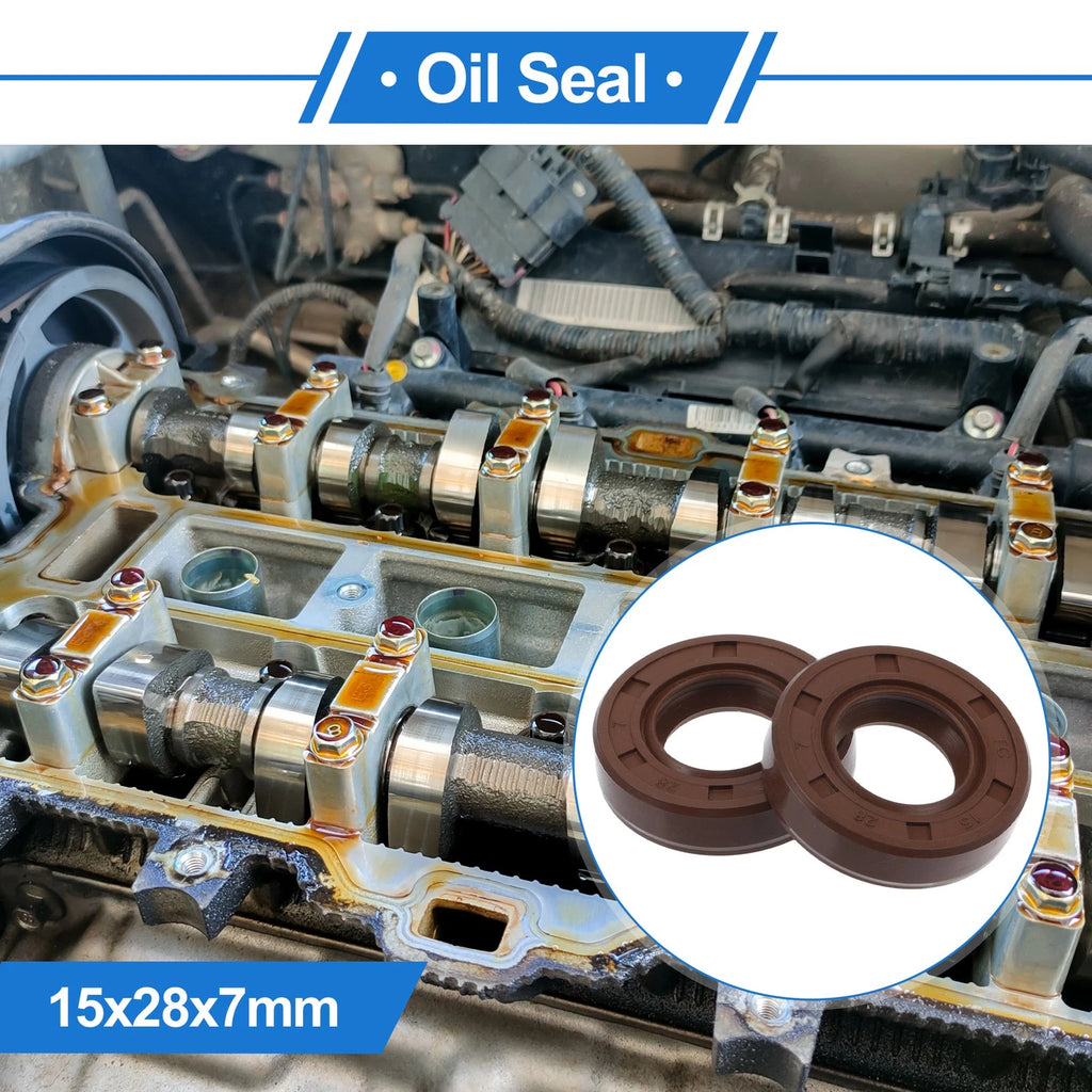 2X Oil Seal Rotary Shaft Seal for Various Models (15x28x7mm) FKM Rubber