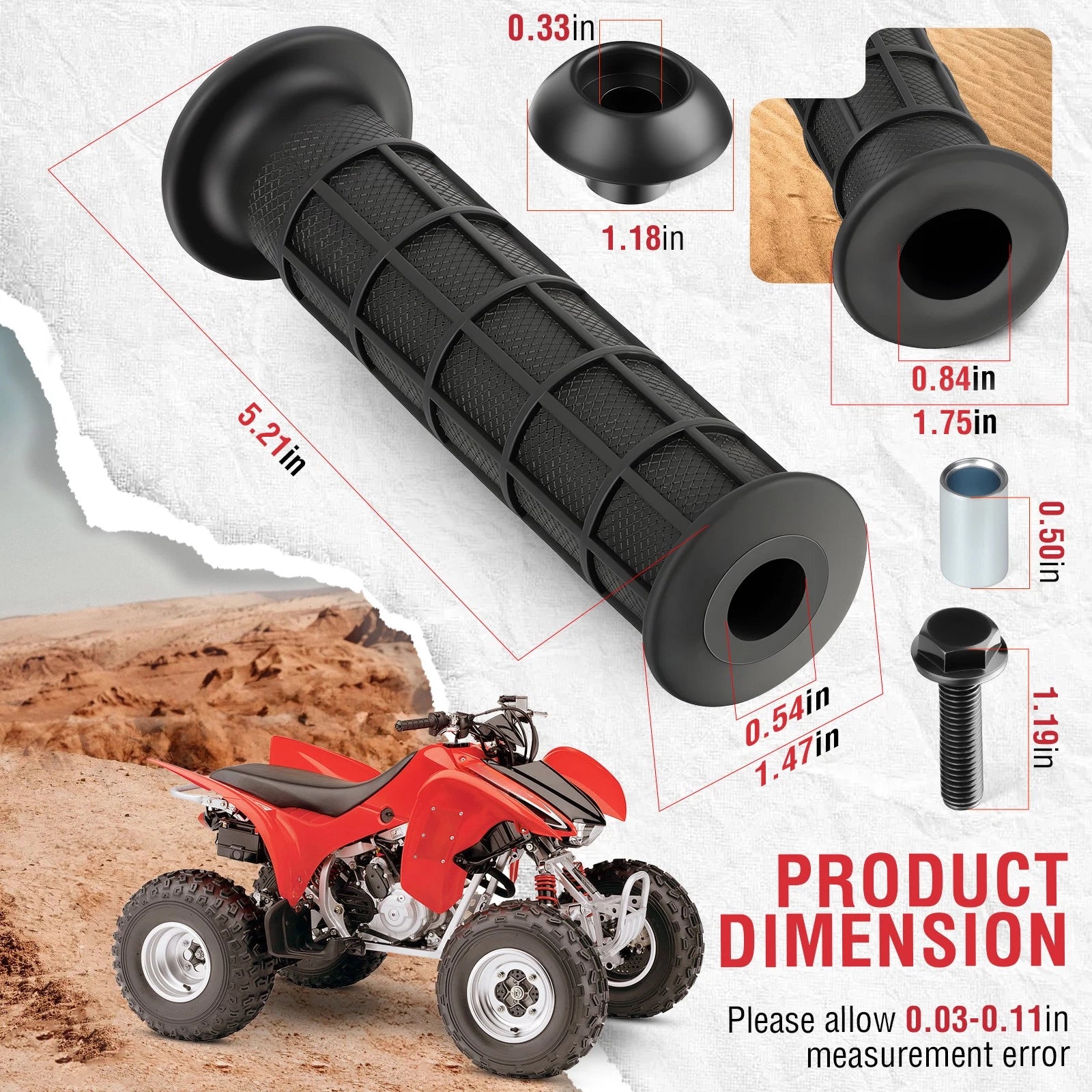 Handle Grip with Handle Bar End Guard for Honda Sportrax 250 300 (2001–2007)