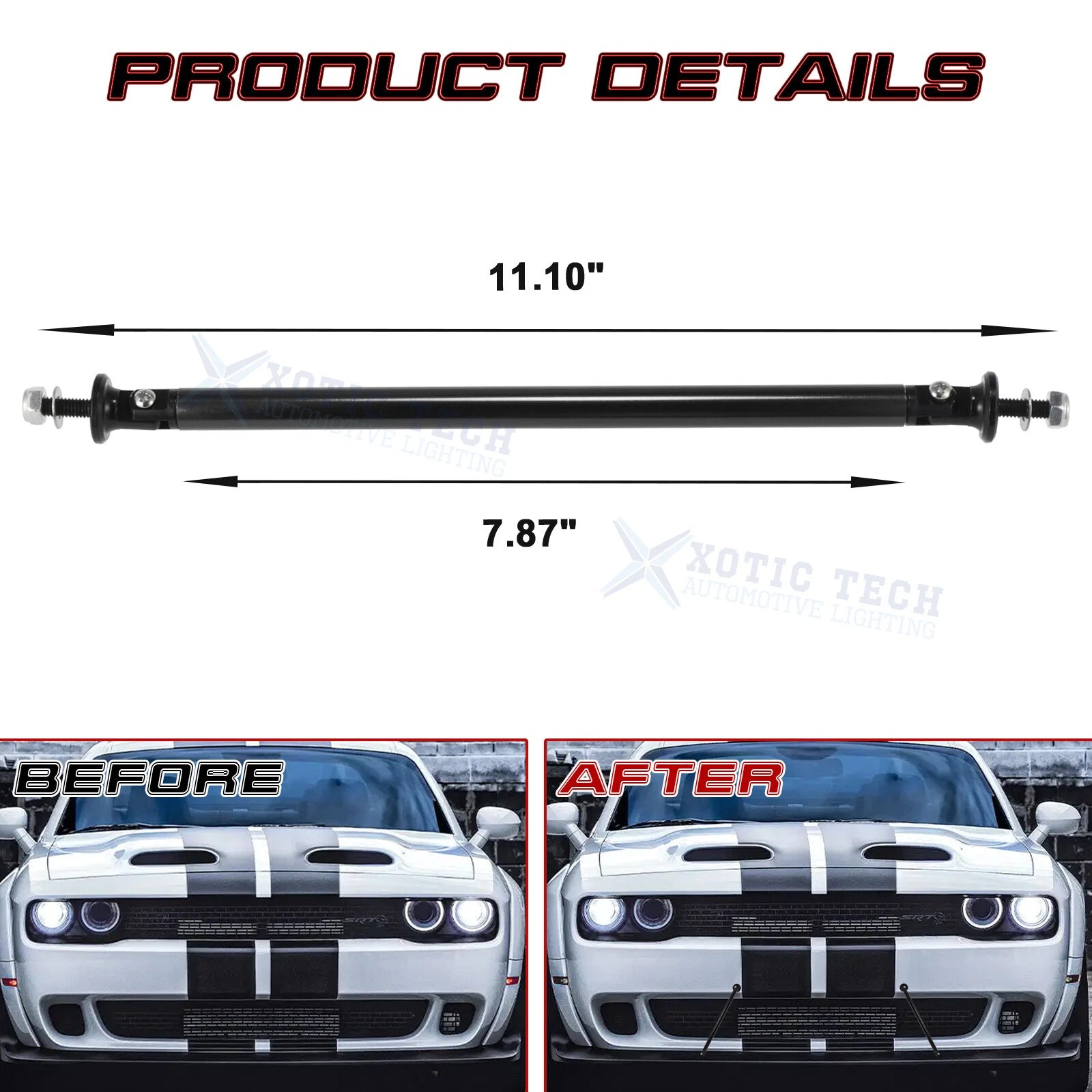 Eye-Catching Bumper Lip Rear Diffuser Strut Rod Bars for Ram Rivian (7.87)