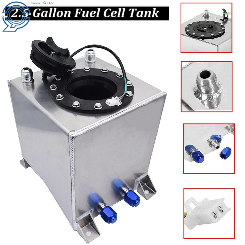 2.5 Gallon Fuel Cell Tank for Racing Drift Vehicles (Polished Aluminum)