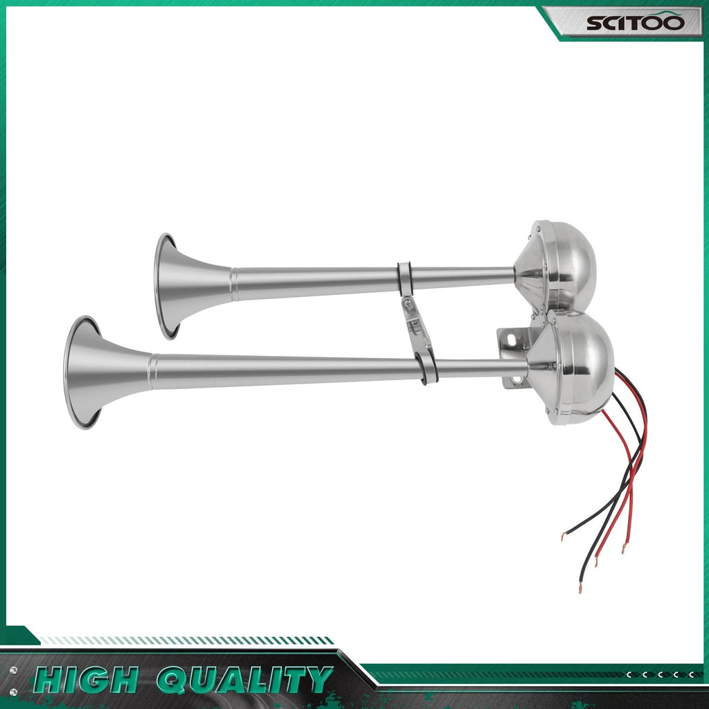2 Trumpet Electric Horn for Marine Applications (Stainless Steel)
