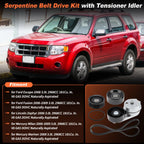 Serpentine Belt Drive Tensioner w/Idler for Ford Fusion (2006–2009) 90K-38279A