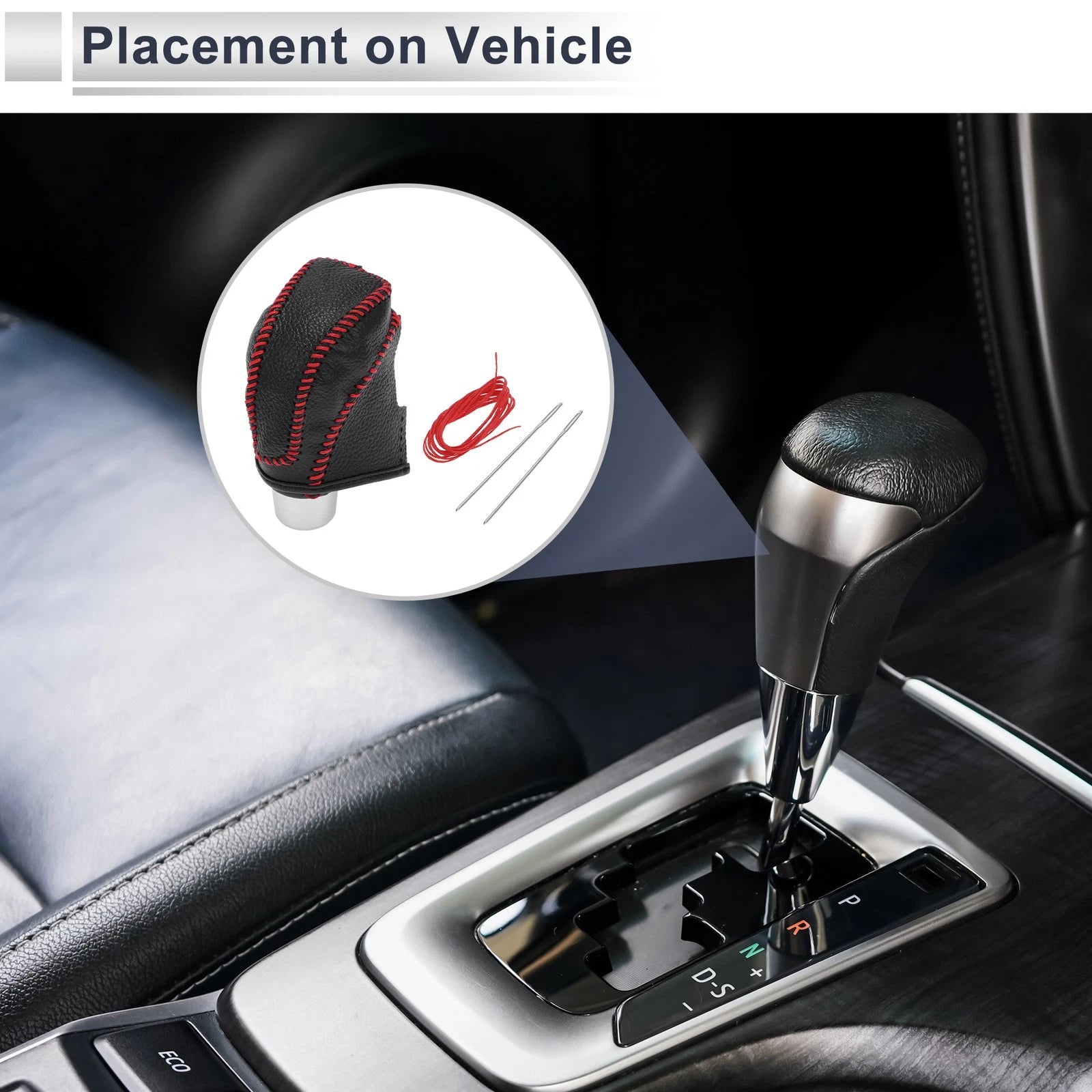1 Pc Gear Shift Knob Cover for Subaru Impreza (2017–2023) Pebbled Black Red