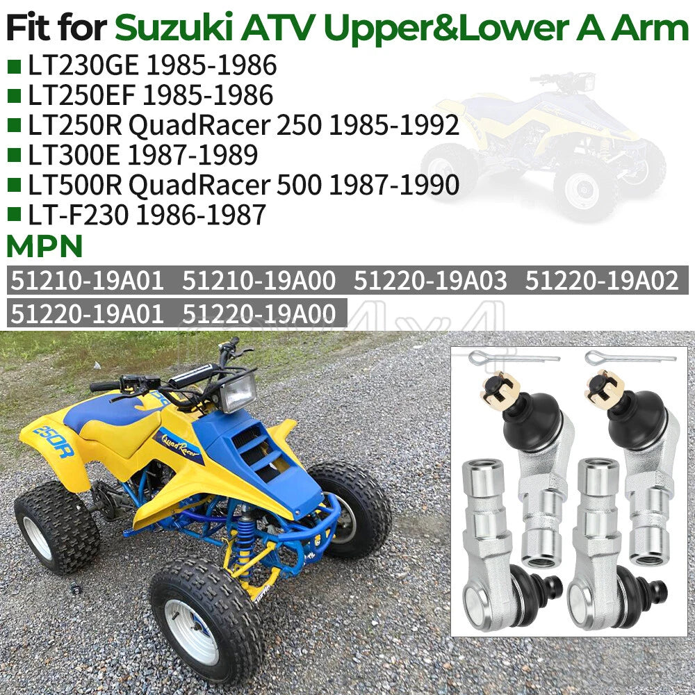Complete Upper & Lower Ball Joint Set for Suzuki Quadracer 500 LT500R (1987–1990)
