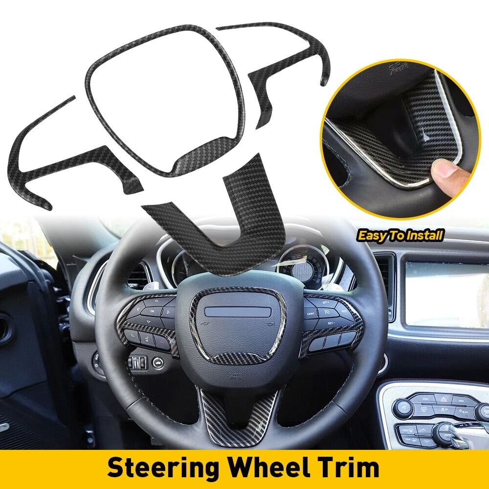 Carbon Fiber Steering Trim for Dodge Challenger, Charger, Durango (2015–2023)