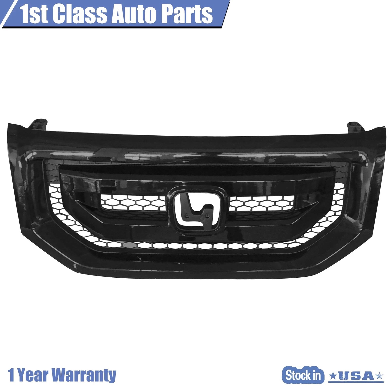 Front Bumper Upper Grille for Honda Pilot (2009-2011) All Black