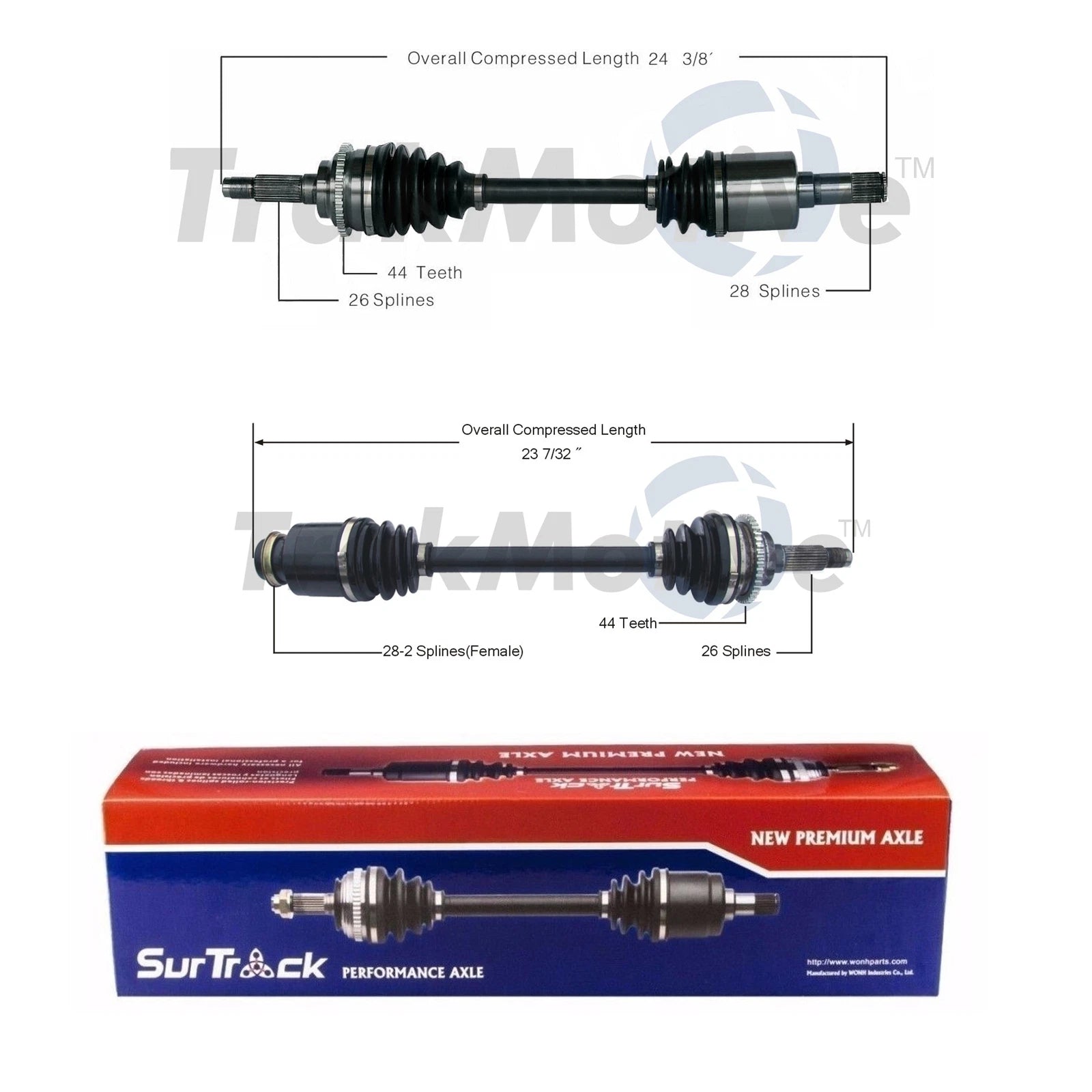 Set of 2 Front CV Axle Shafts for Mazda Protege (2003–2003)