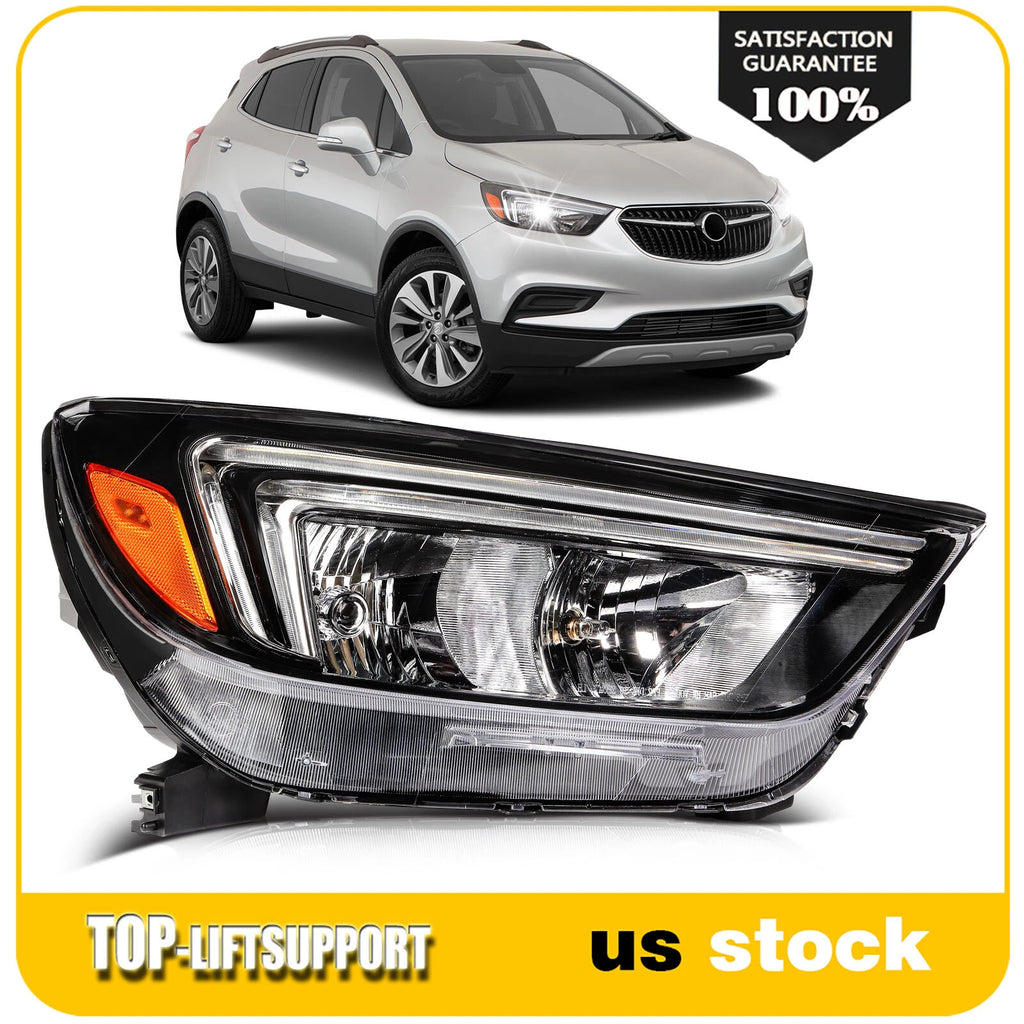Right Side Headlight for Buick Encore (2017–2022) Black with Bulbs