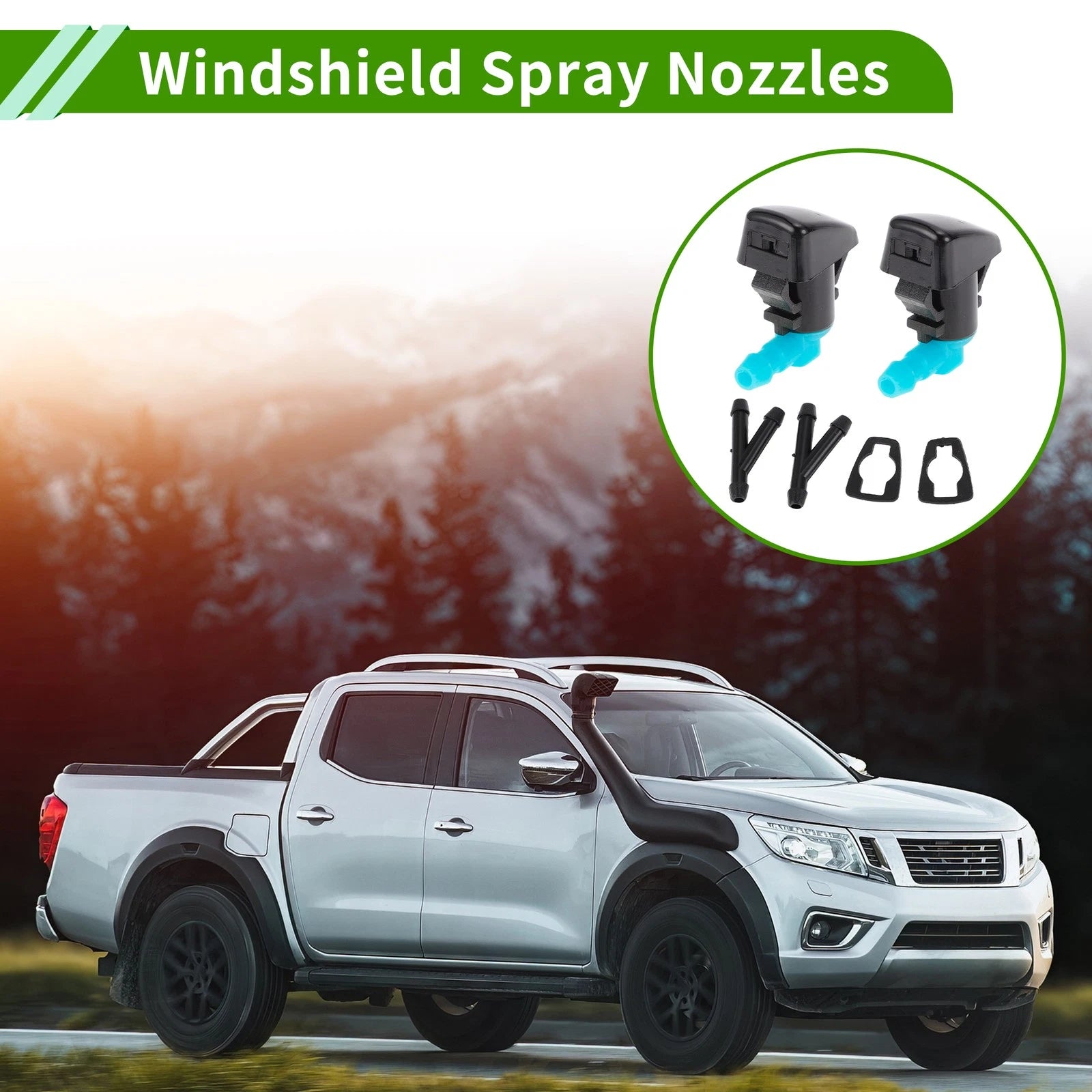 Windshield Washer Nozzle Set of 2 with Y Hose Connector for Lincoln (2007–2010)