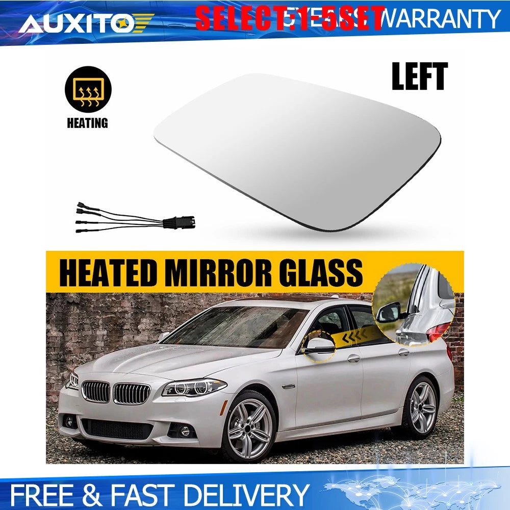 Heated Driver Left Side Mirror Glass for BMW 528i 535i 550i (2010–2016)