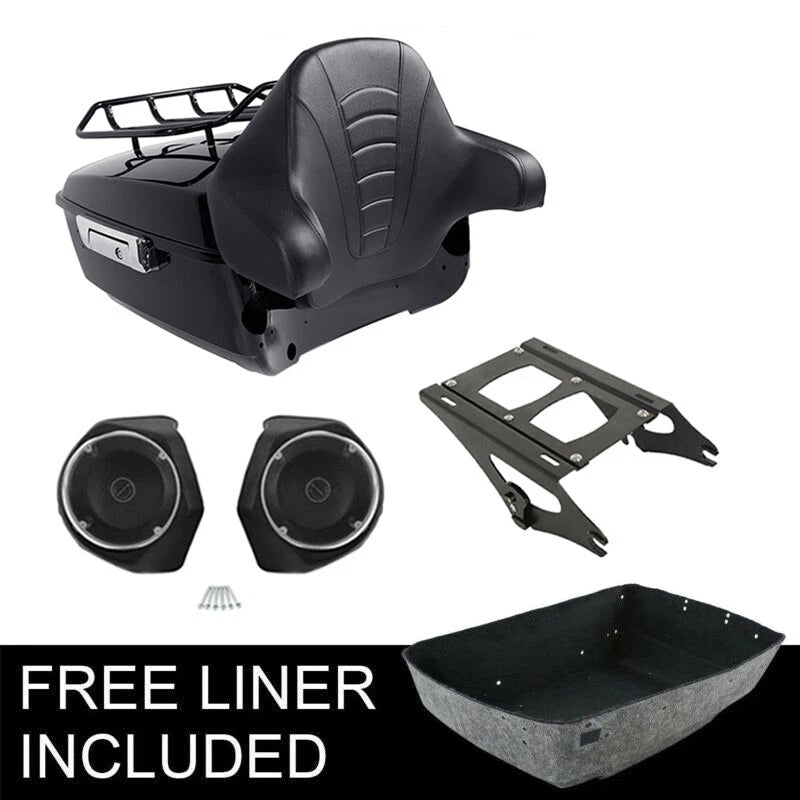 Trunk Mount Rack Backrest Speakers for Harley Touring Road Glide (2014–2026)