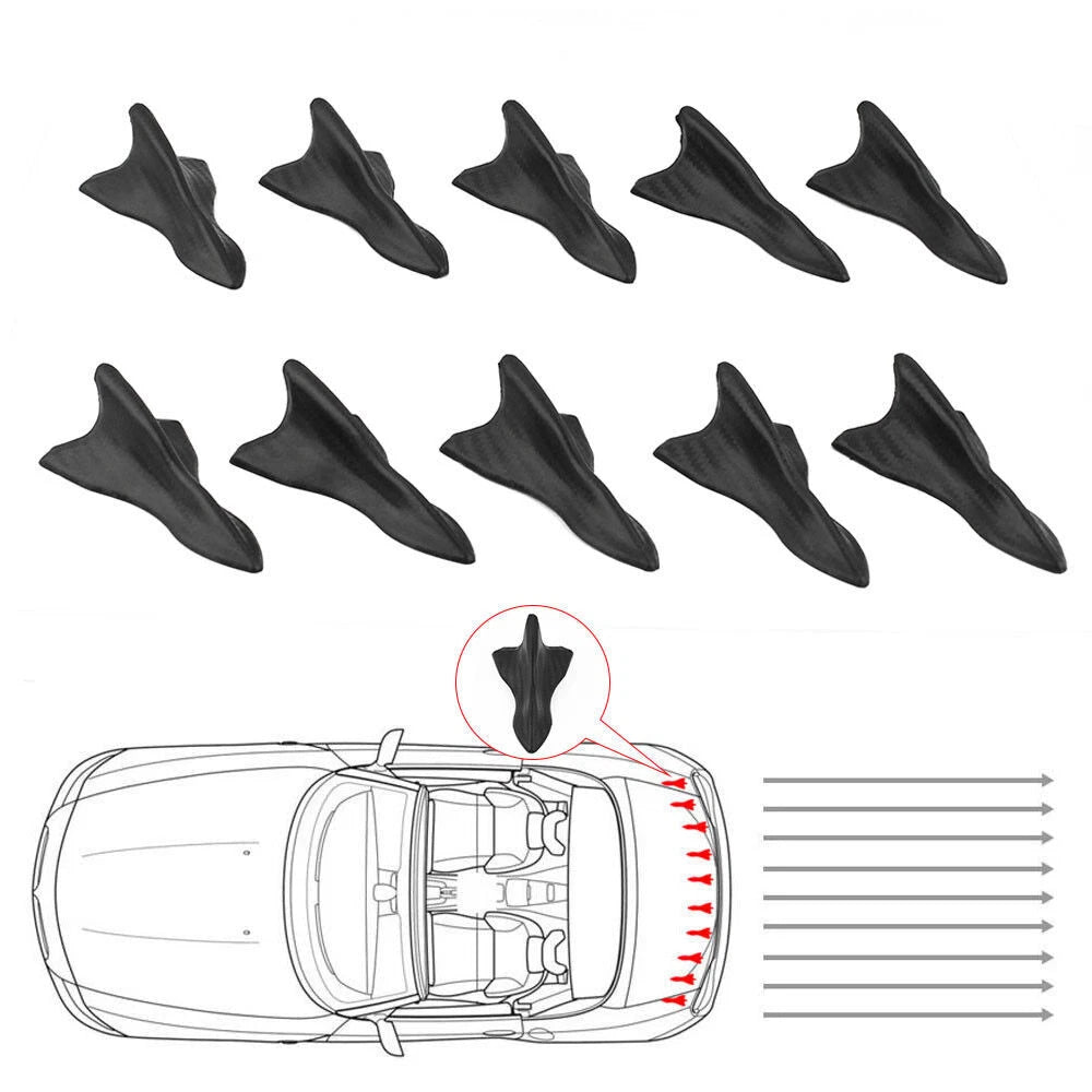 10Pcs Vortex Generator Diffuser Shark Fin Set for Wing Spoiler