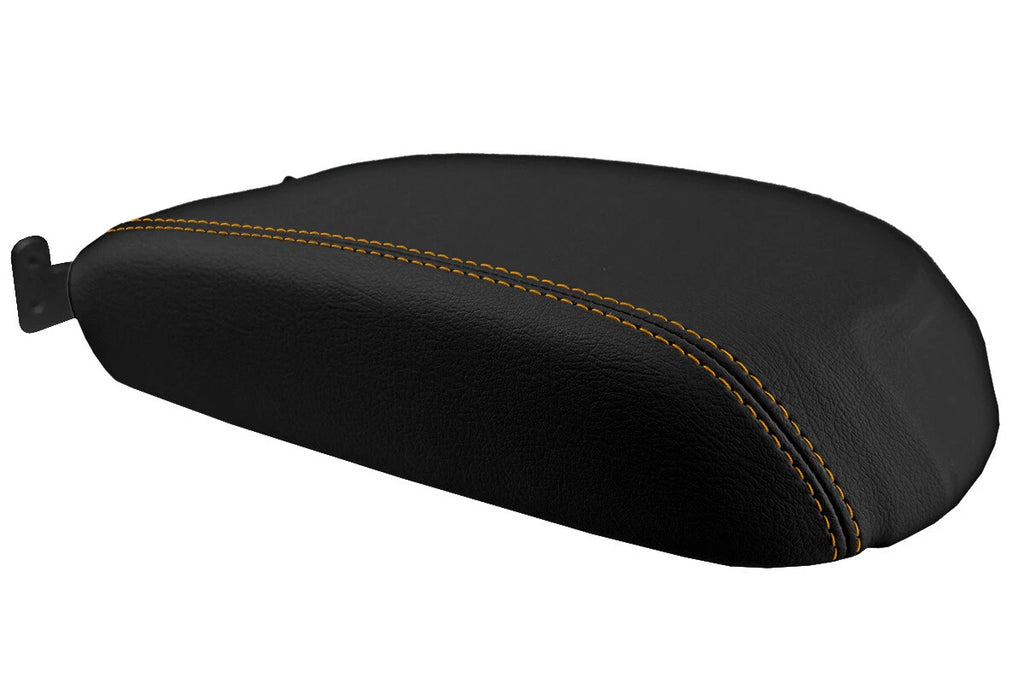 Leather Console Lid Armrest Cover for Ford Taurus (2010–2019) Orange Stitch