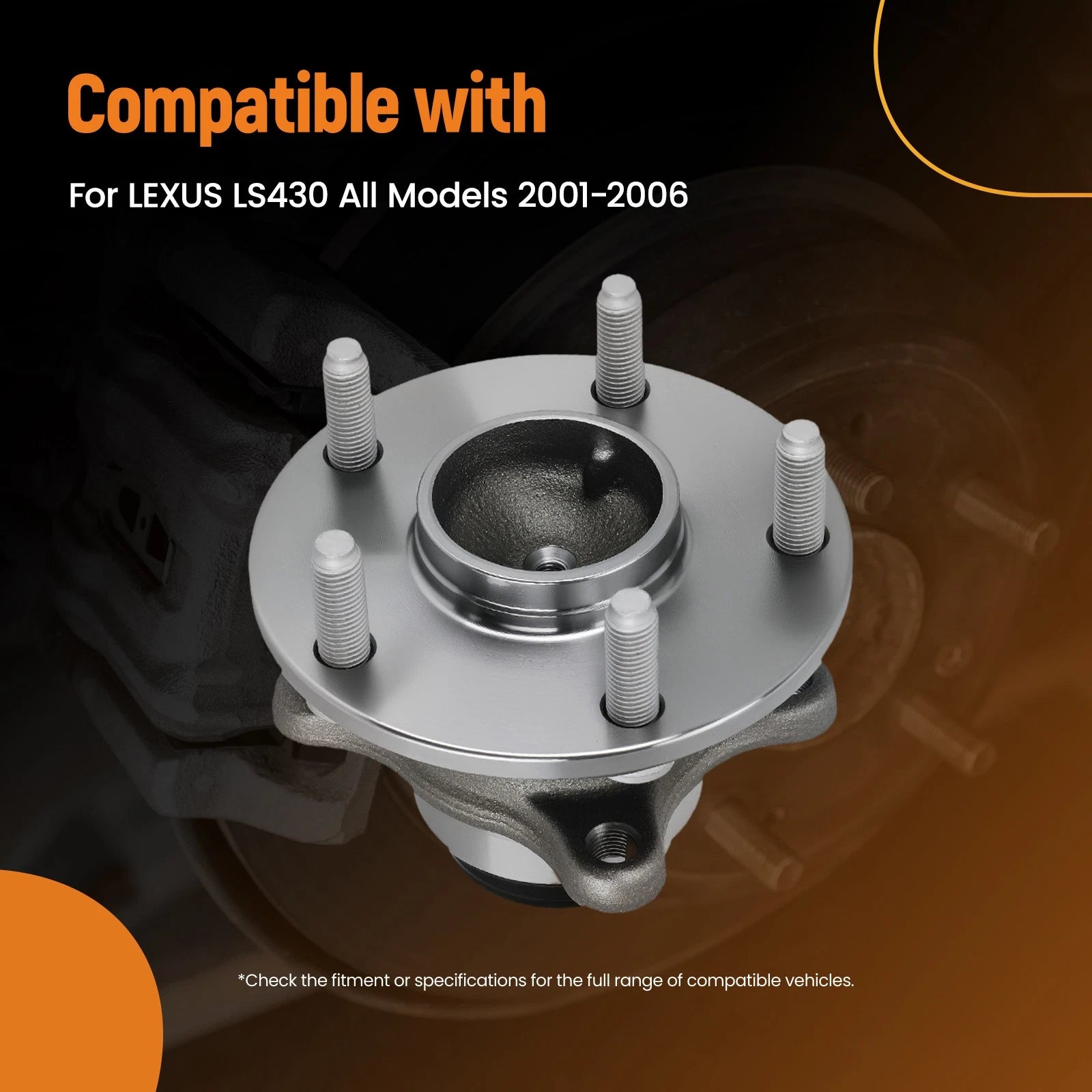 Set of 2 Front Left Right Wheel Hub Bearings for Lexus LS430 (2001–2006) 0516249 ABS