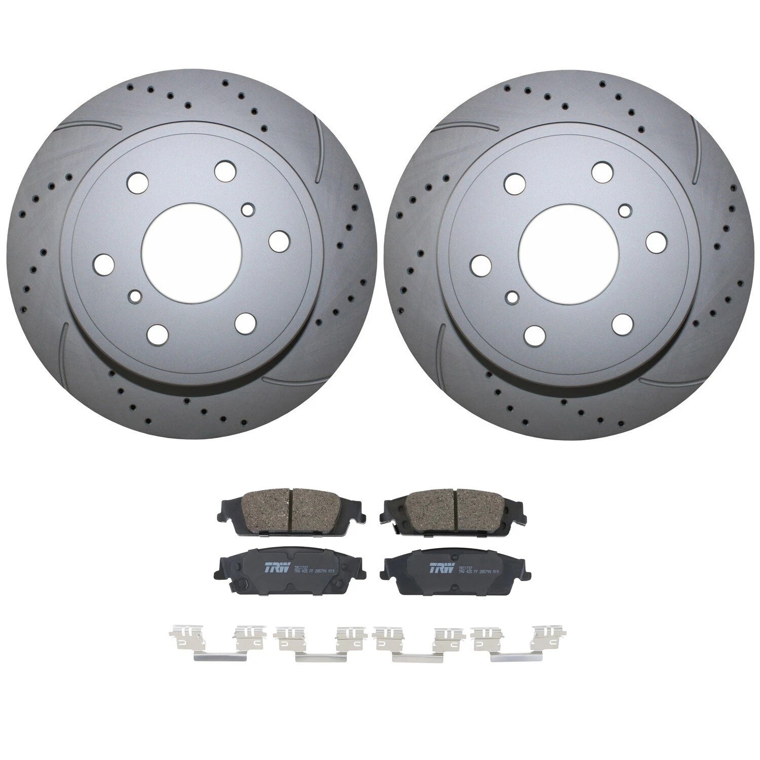 Rear Brake Kit 345mm Drilled Rotors TRW Ceramic Pads for Cadillac Chevrolet GMC