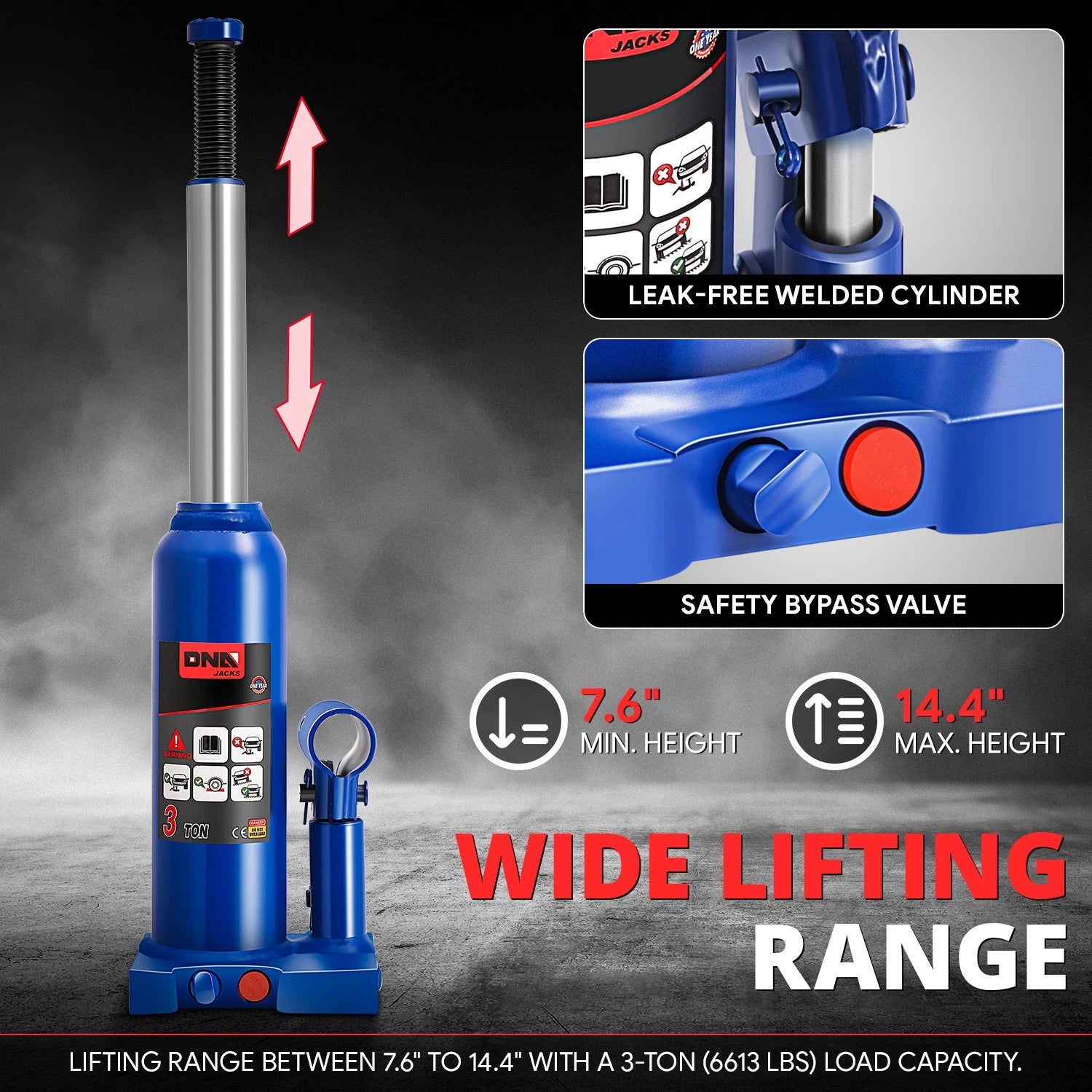 3 Ton Hydraulic Bottle Jack for Automotive Repair (14.5")