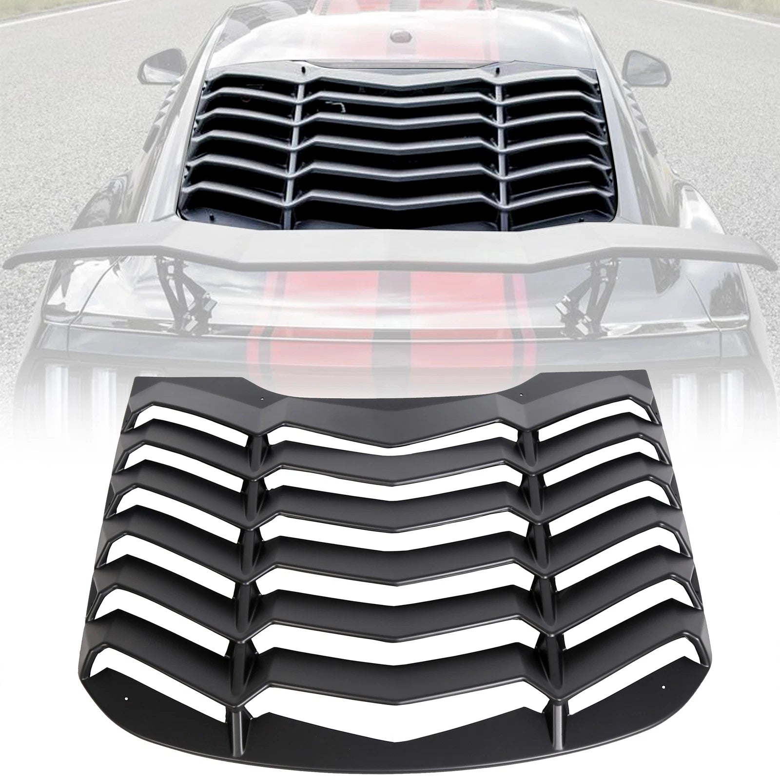 ABS Rear Window Louver Cover Sun Shade Vent for Ford Mustang (2015–2023)