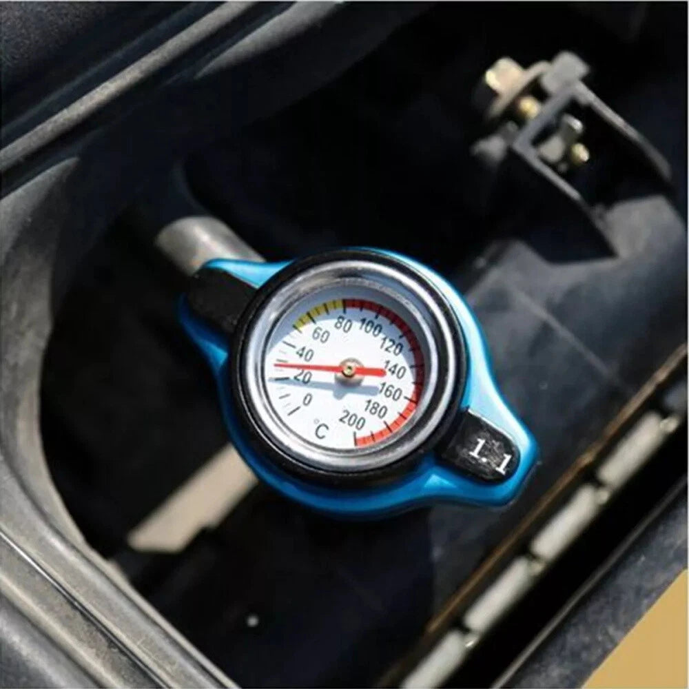 1.1BAR Blue Big Head Thermostatic Gauge Radiator Cap with Water Temp Meter