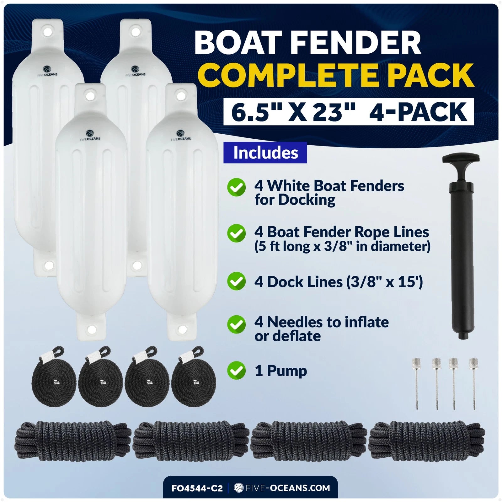 Set of 4 Boat Fenders for (6.5" x 23")