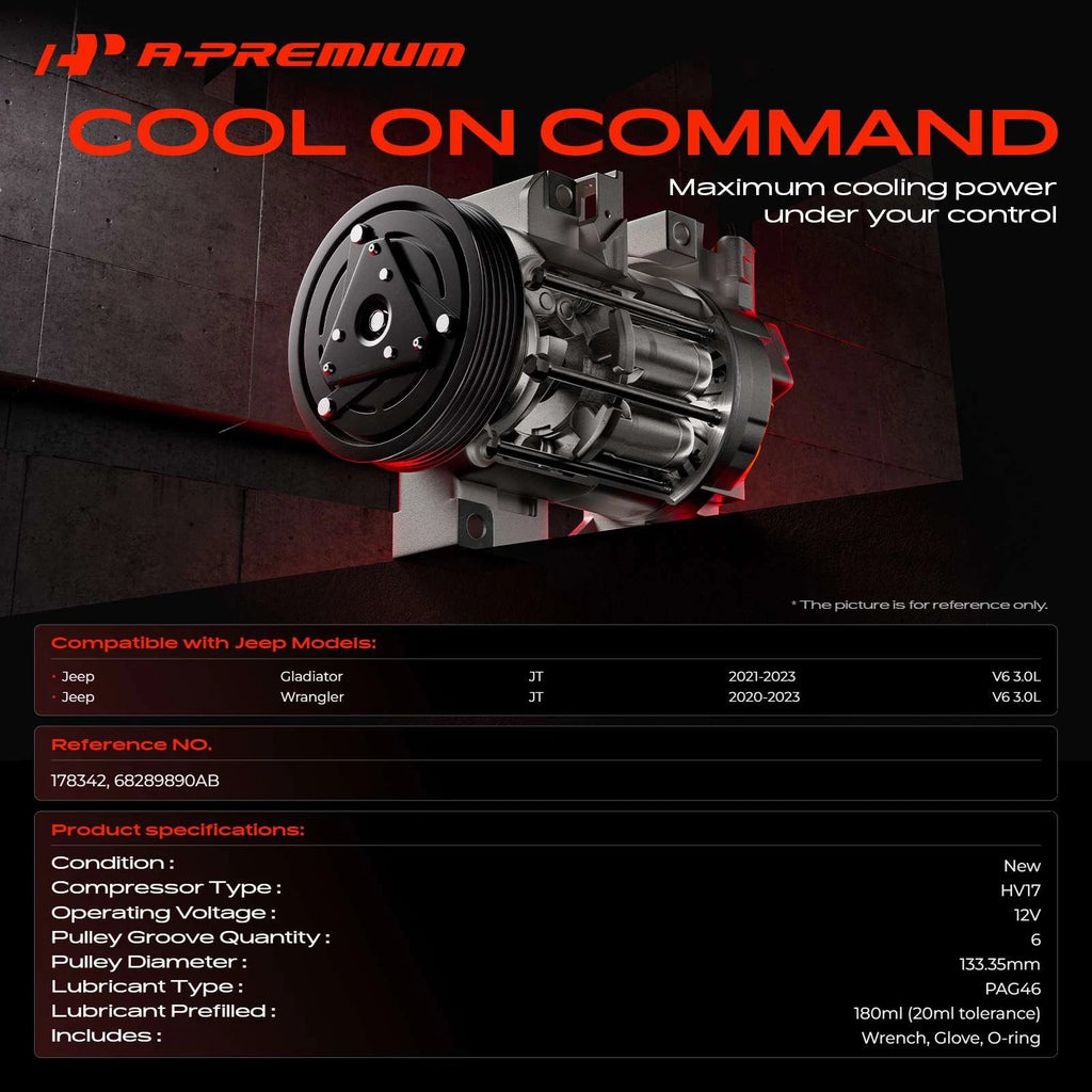 A/C Compressor with Clutch for Jeep Wrangler Gladiator (2020-2023)