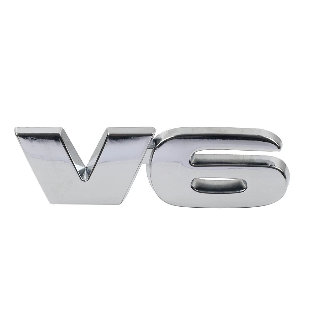 V6 Logo Metal Car Fender Trunk Engine Emblem 3D Universal