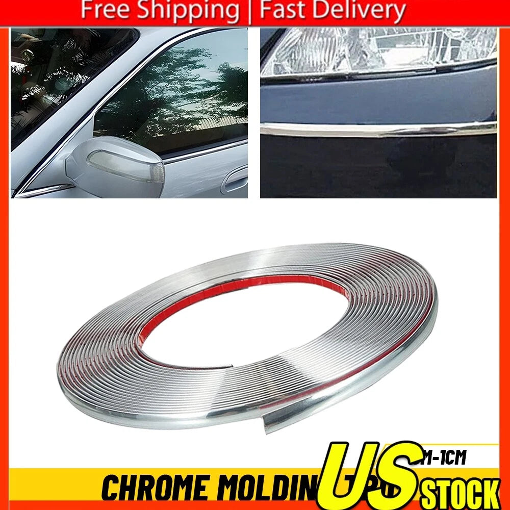 10mm Chrome Trim Molding Strip for Car Door Window Bumper (16FT)