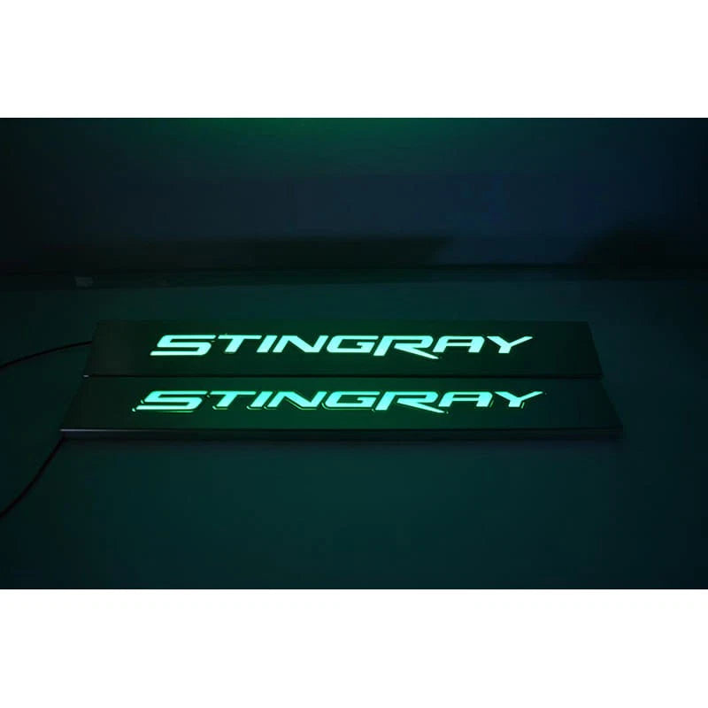 Door Sill Kit Replacement with Green LED for Chevrolet Corvette (2014–2019)