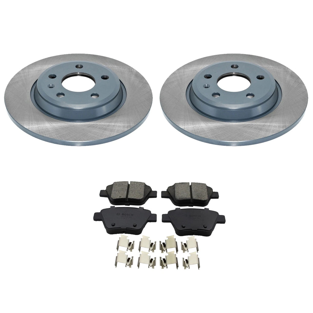 Rear Rotors & Bosch QuietCast Ceramic Brake Pads Kit for Audi A4