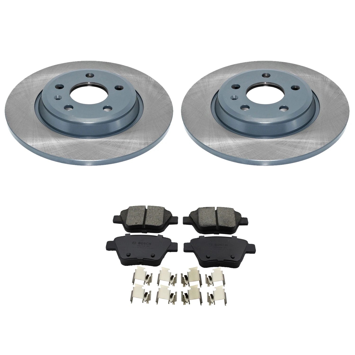Rear Rotors & Bosch QuietCast Ceramic Brake Pads Kit for Audi A4