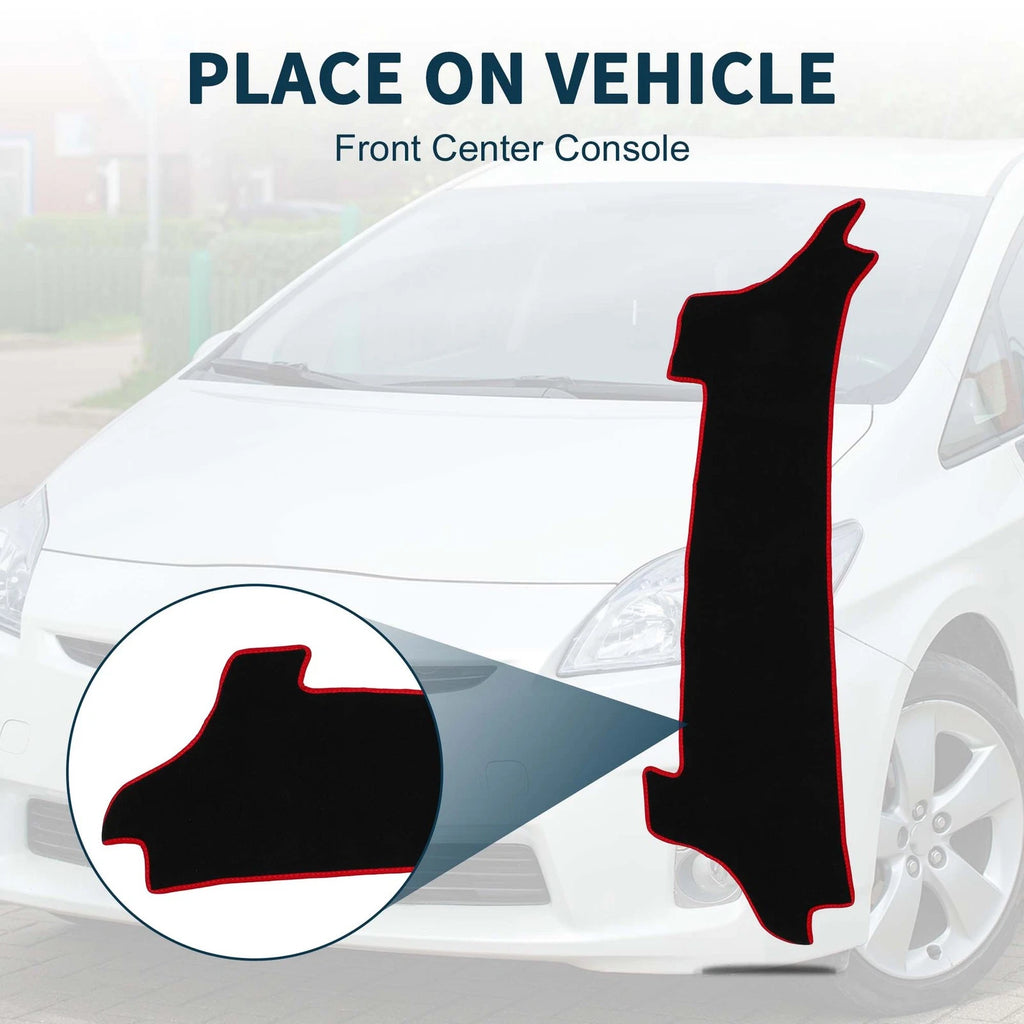 Dashboard Cover Mat for Toyota Prius (2023–2024) with Sticker Black Red