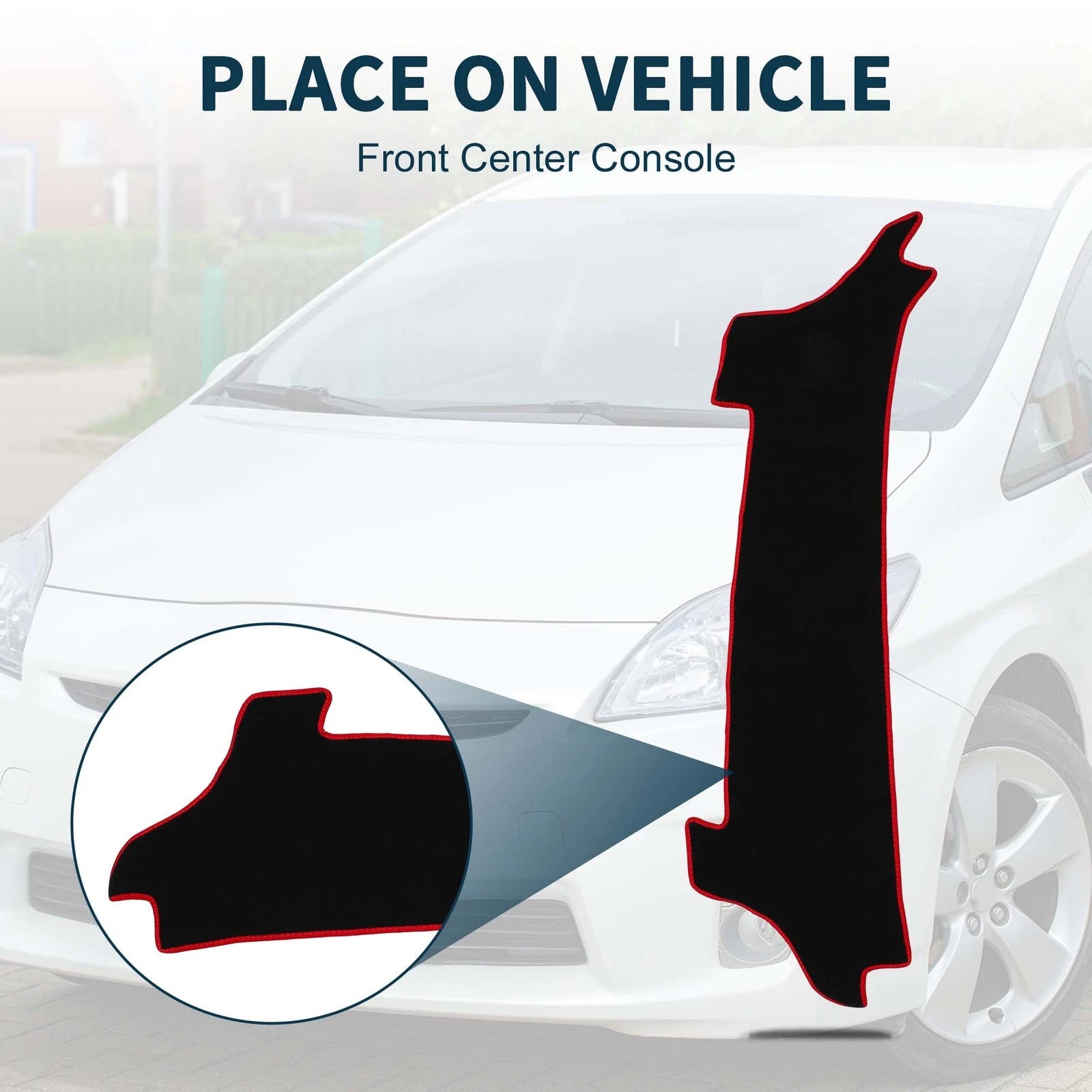 Dashboard Cover Mat for Toyota Prius (2023–2024) with Sticker Black Red