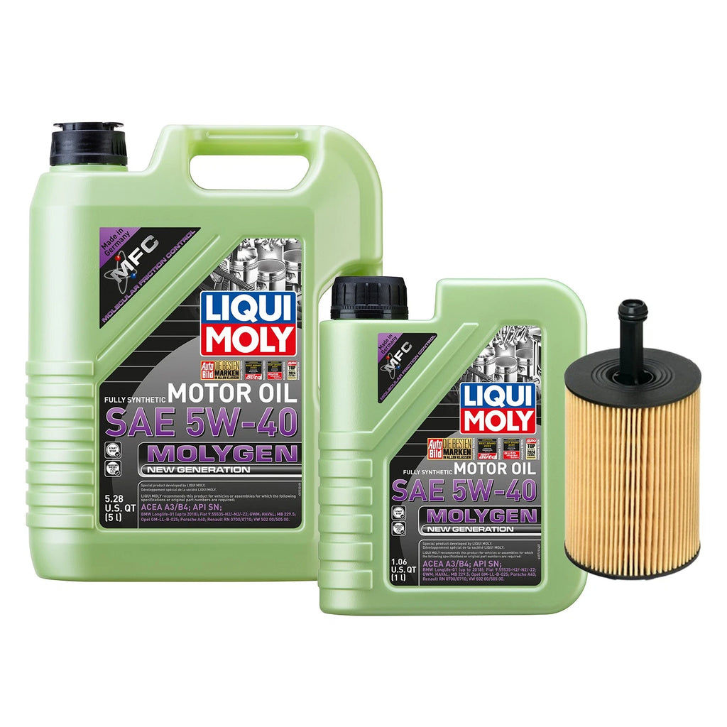 6L Liqui Moly Molygen 5W40 Oil Change Kit for Audi A3 Quattro (2013–2020)