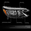 Passenger Side Headlight Lamp for Honda CR-V (2012–2014) Black Housing