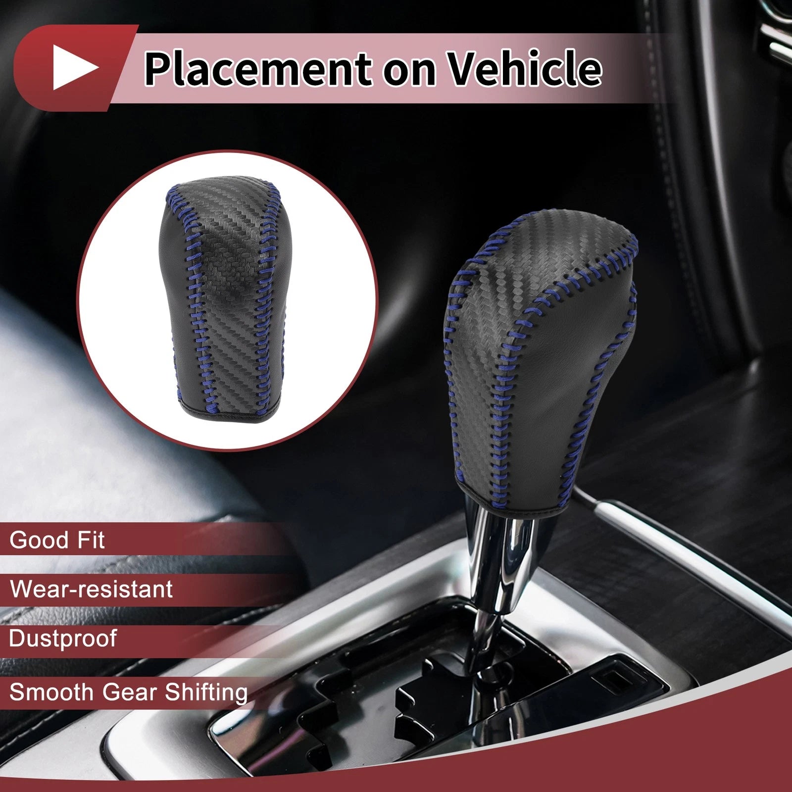 Gear Shift Knob Cover for Honda Inspire (2023) Blue Faux Leather