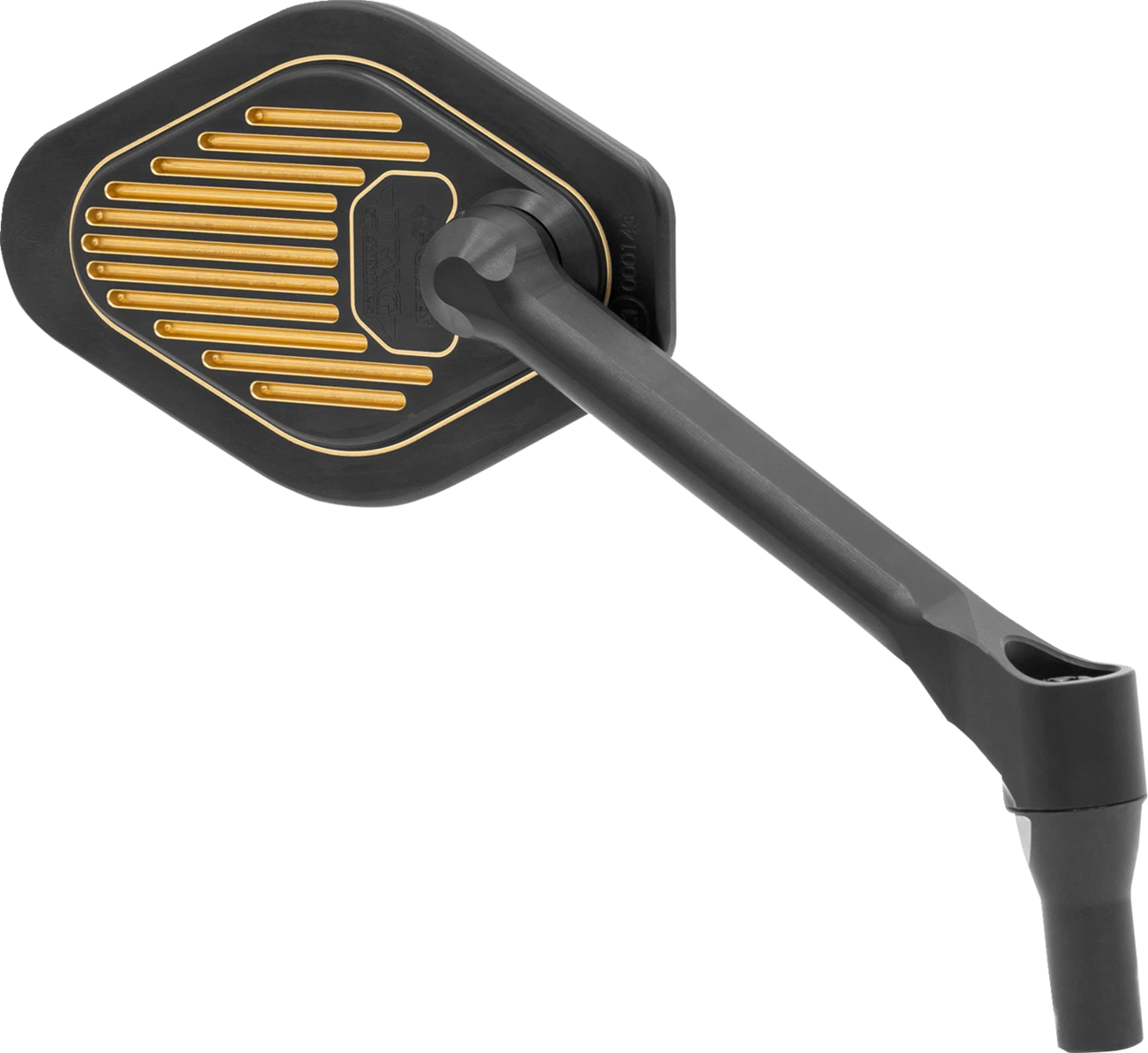 Adjustable Mirror for Drag Specialties (Black/Gold, Short Stem, Right)