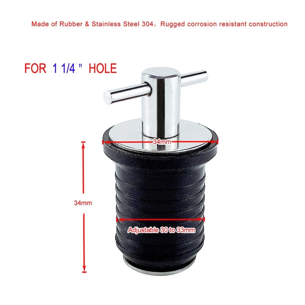 Rubber Drain T Handle Snap Fit for Marine Boats (25mm or 32mm)