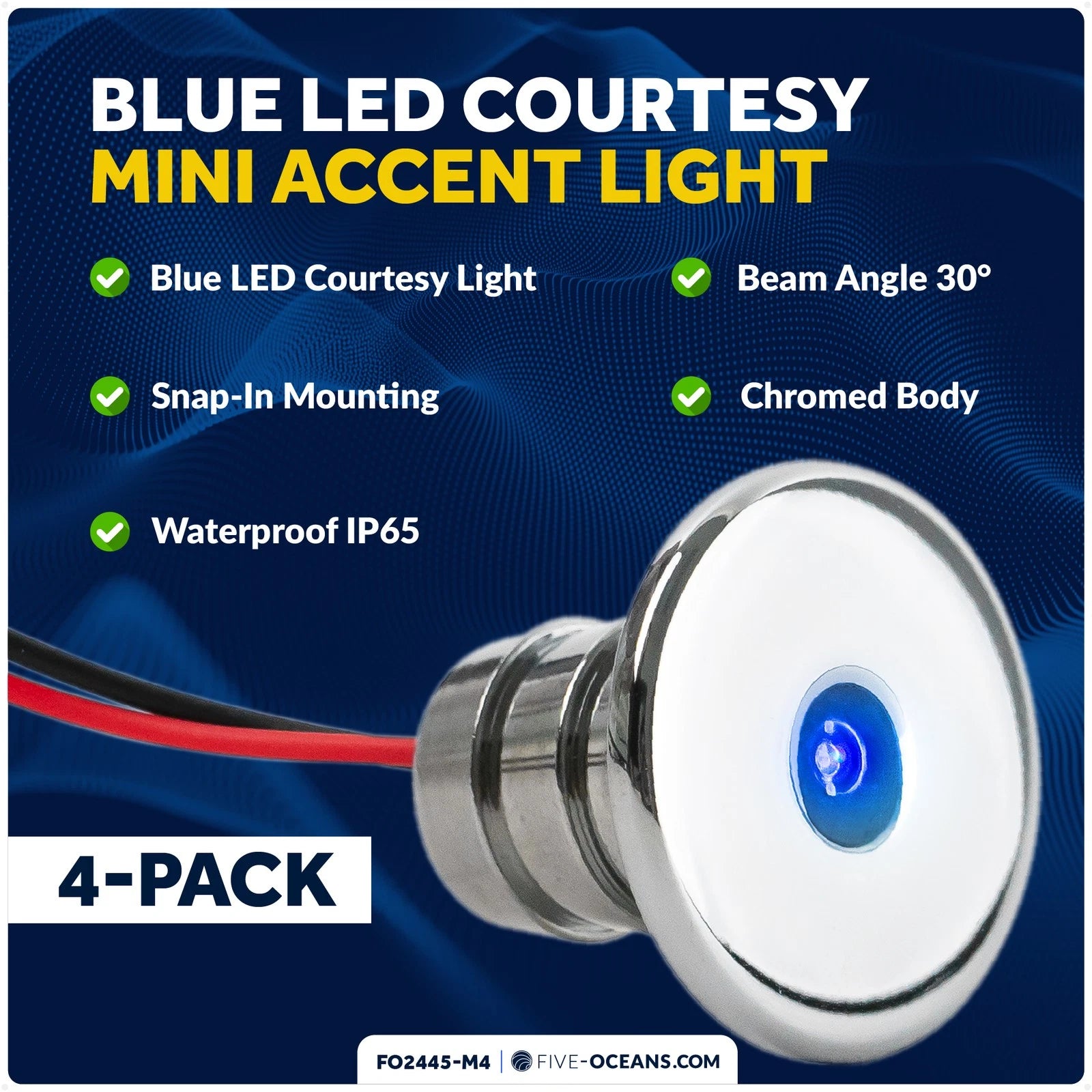 Set of 4 Blue LED Courtesy Lights for Boat Interior