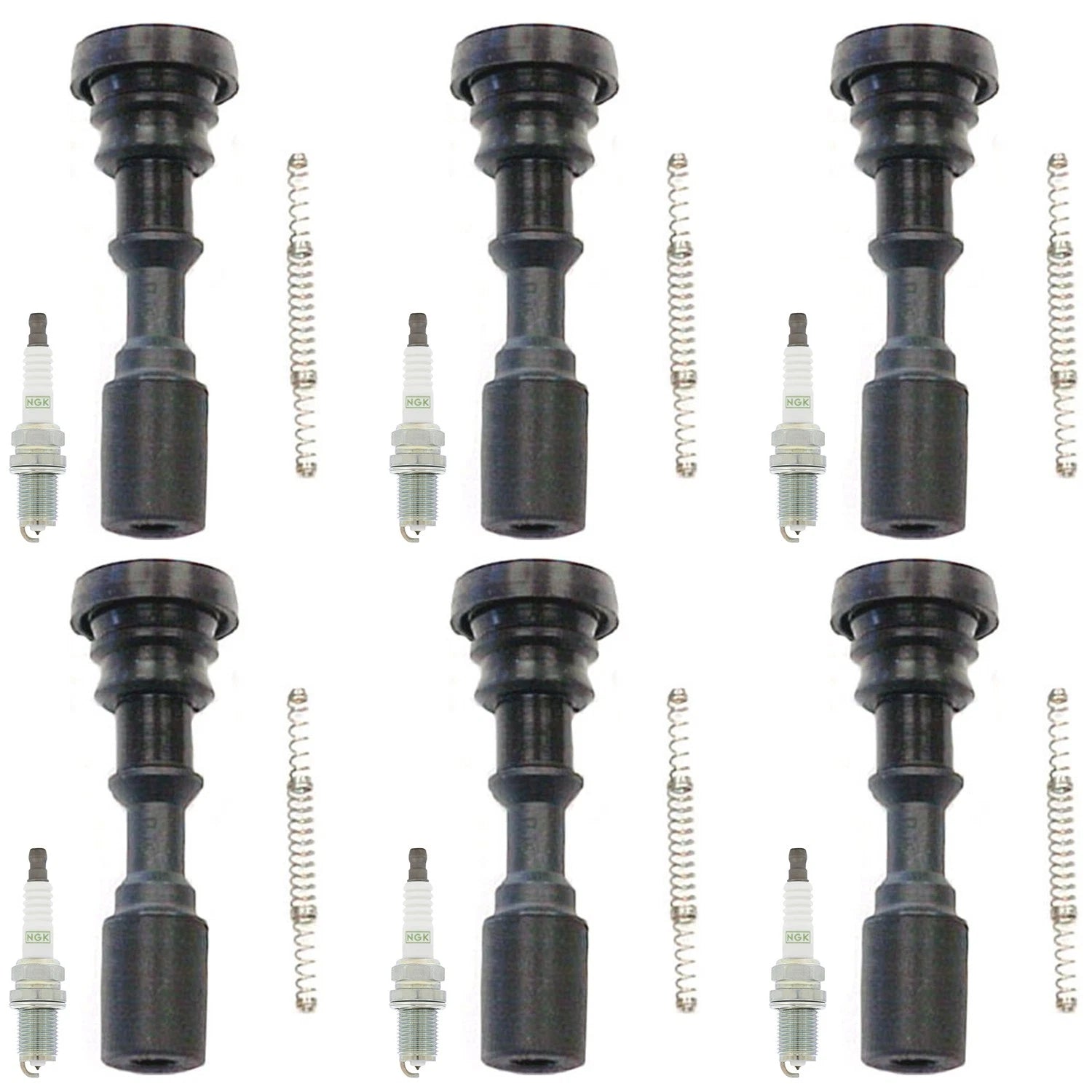 Set of 6 NGK GPower Platinum Spark Plugs & Denso Coil Boots for Santa Fe Sorento
