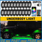 20x RGB LED Rock Lights for Universal Vehicles (Bluetooth Remote Control)