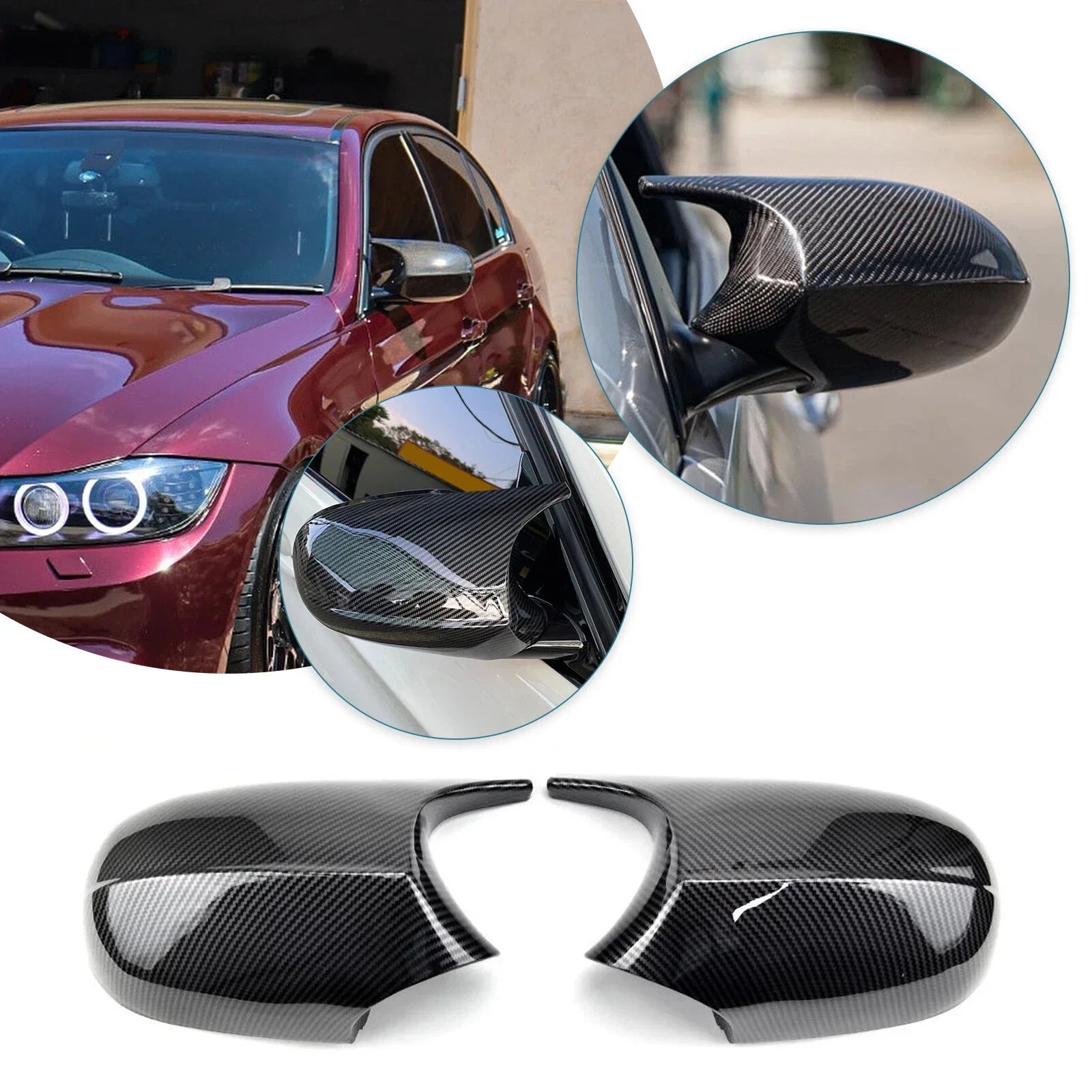 Carbon Fiber M3 Style Mirror Cover Caps for BMW E90 E92 E93 (2005–2013)