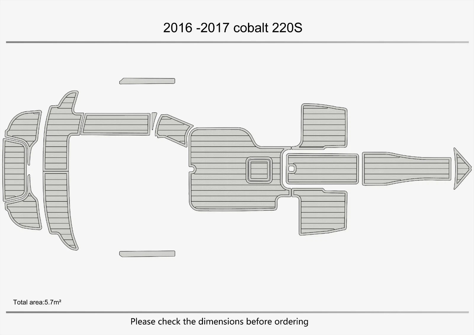 EVA Foam Faux Teak Deck Floor for Cobalt 220 Swim Platform Cockpit (2016–2017)