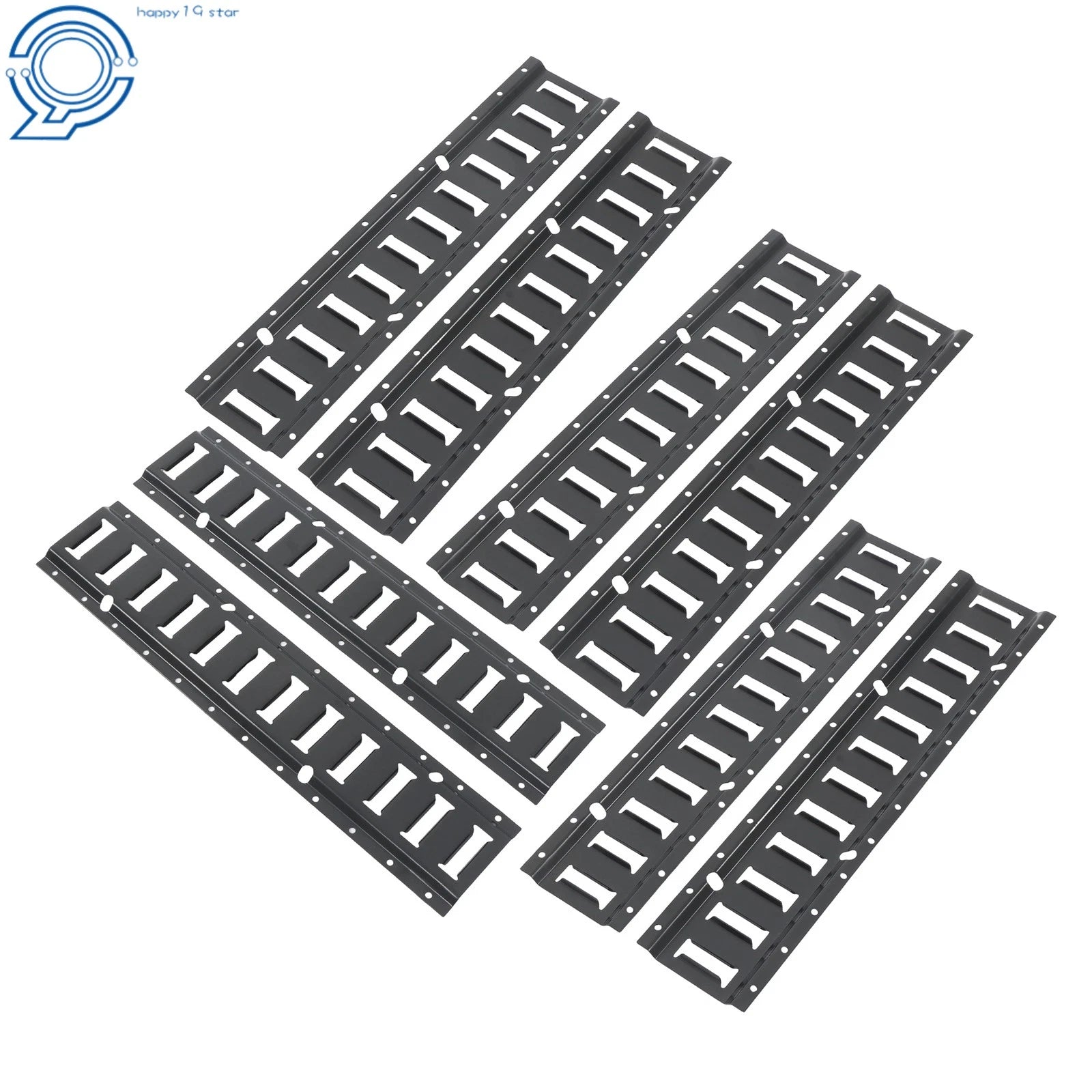 E Track Tie-Down Rail Set of 8 for Enclosed Cargo Trailer (2 ft, Black Steel)