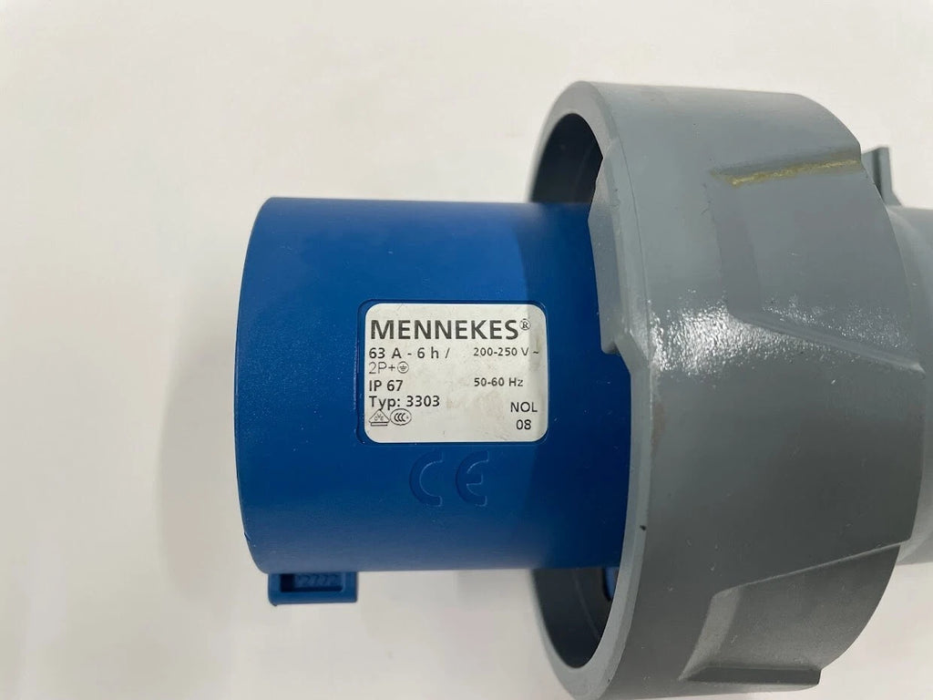 PowerTOP IP67 Blue Cable Mount 2P + E Industrial Power Plug for MENNEKES (3303)